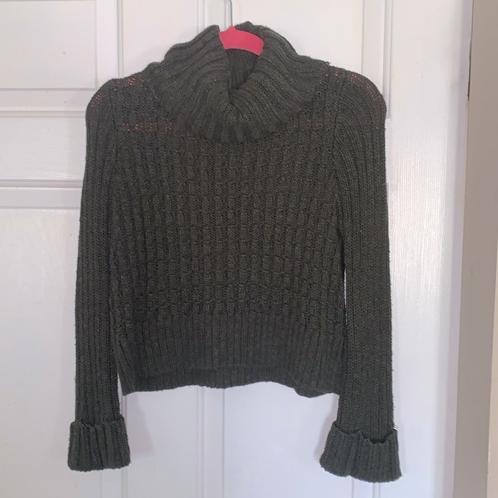 FREE PEOPLE Gray Knit Sweater Long Cuff Sleeves XS